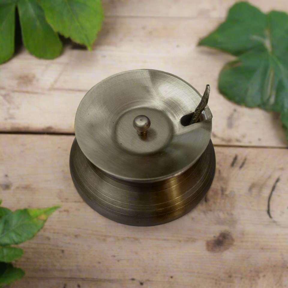 Pure Brass Ghee Pot (Matte) with Spoon – Gold Finish | 350 ml