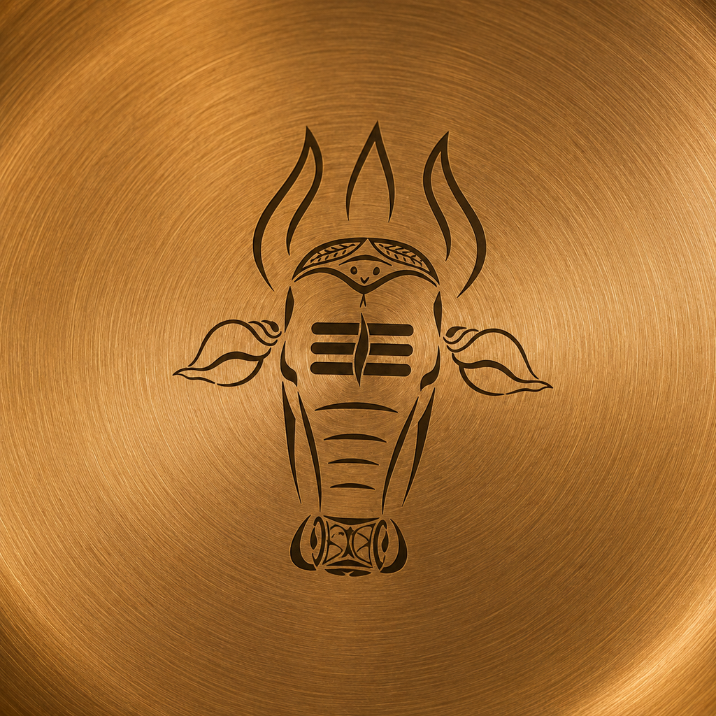 Ambi 100% Pure Kansa Nandi Etched Puja Thali - 8 inch