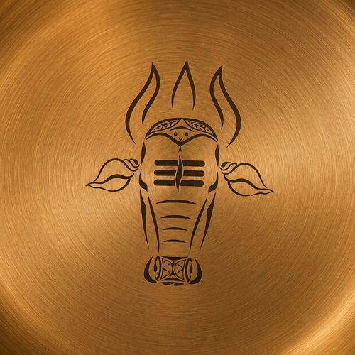 Ambi 100% Pure Kansa Nandi Etched Puja Thali - 8 inch