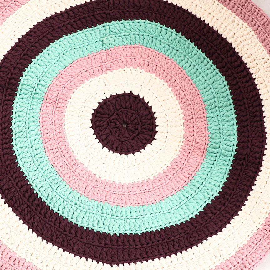 Crochet Work Upcycled Cotton Rug (28" x 28")