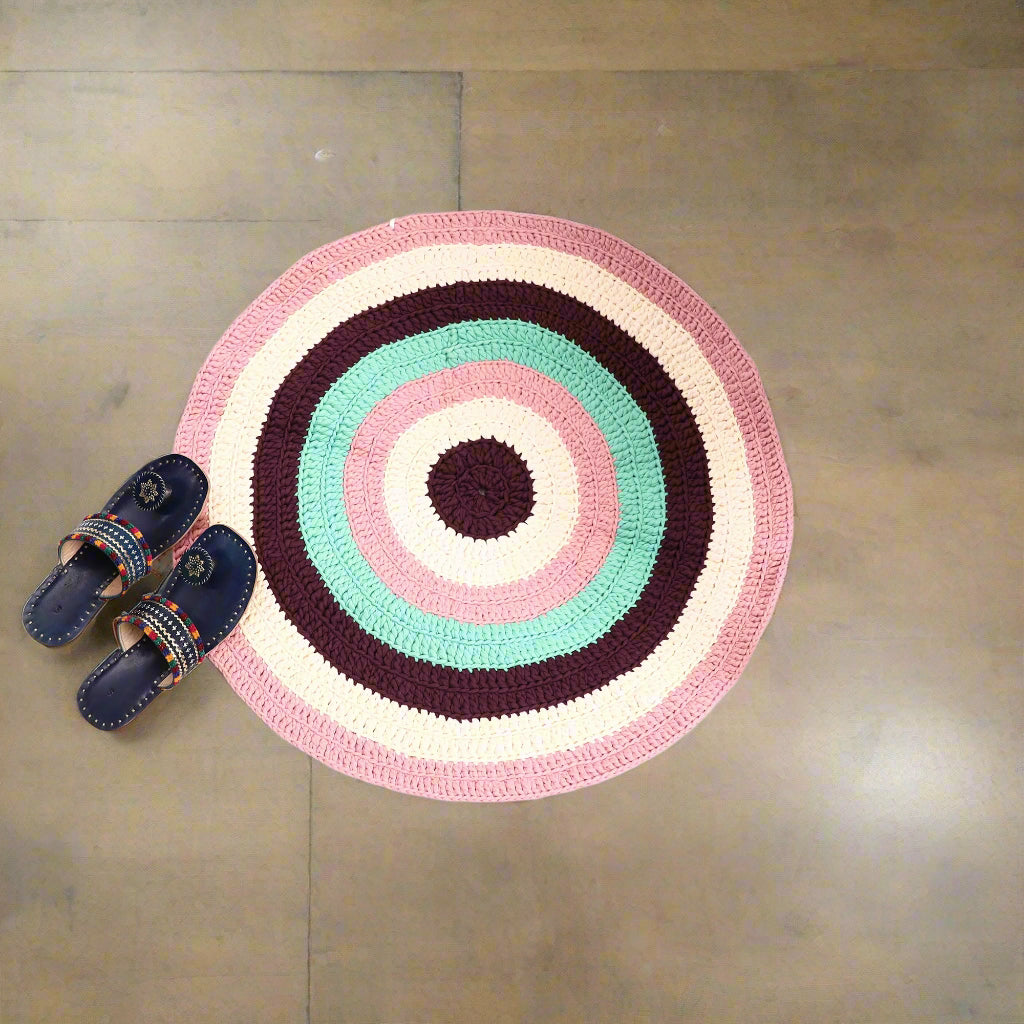 Crochet Work Upcycled Cotton Rug (28