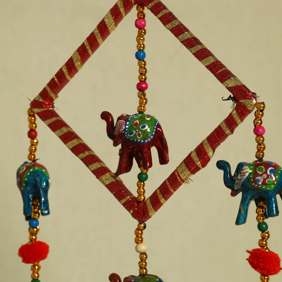 Handpainted Wooden Elephant Bell Hanging