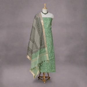 3-Piece Block Print Cotton Mangalagiri Dress Material