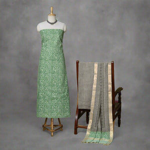 3-Piece Block Print Cotton Mangalagiri Dress Material