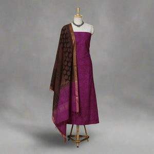 3-Piece Block Print Cotton Mangalagiri Dress Material