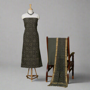 3-Piece Block Print Cotton Mangalagiri Dress Material