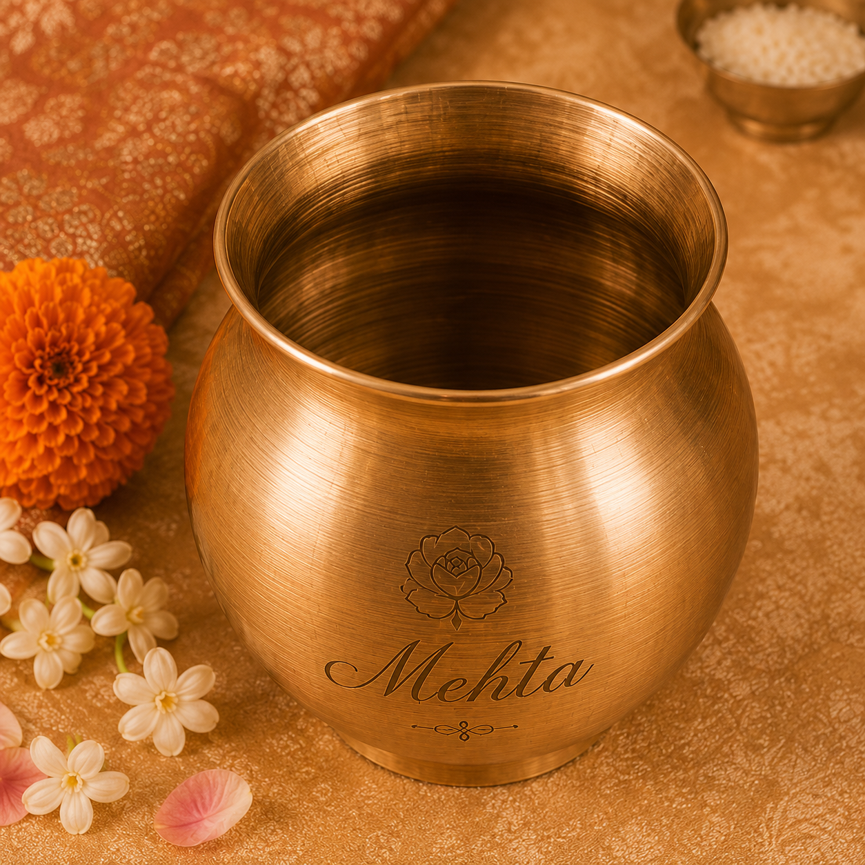 Ambi 100% Pure Kansa Puja Lota with Customisable Etching