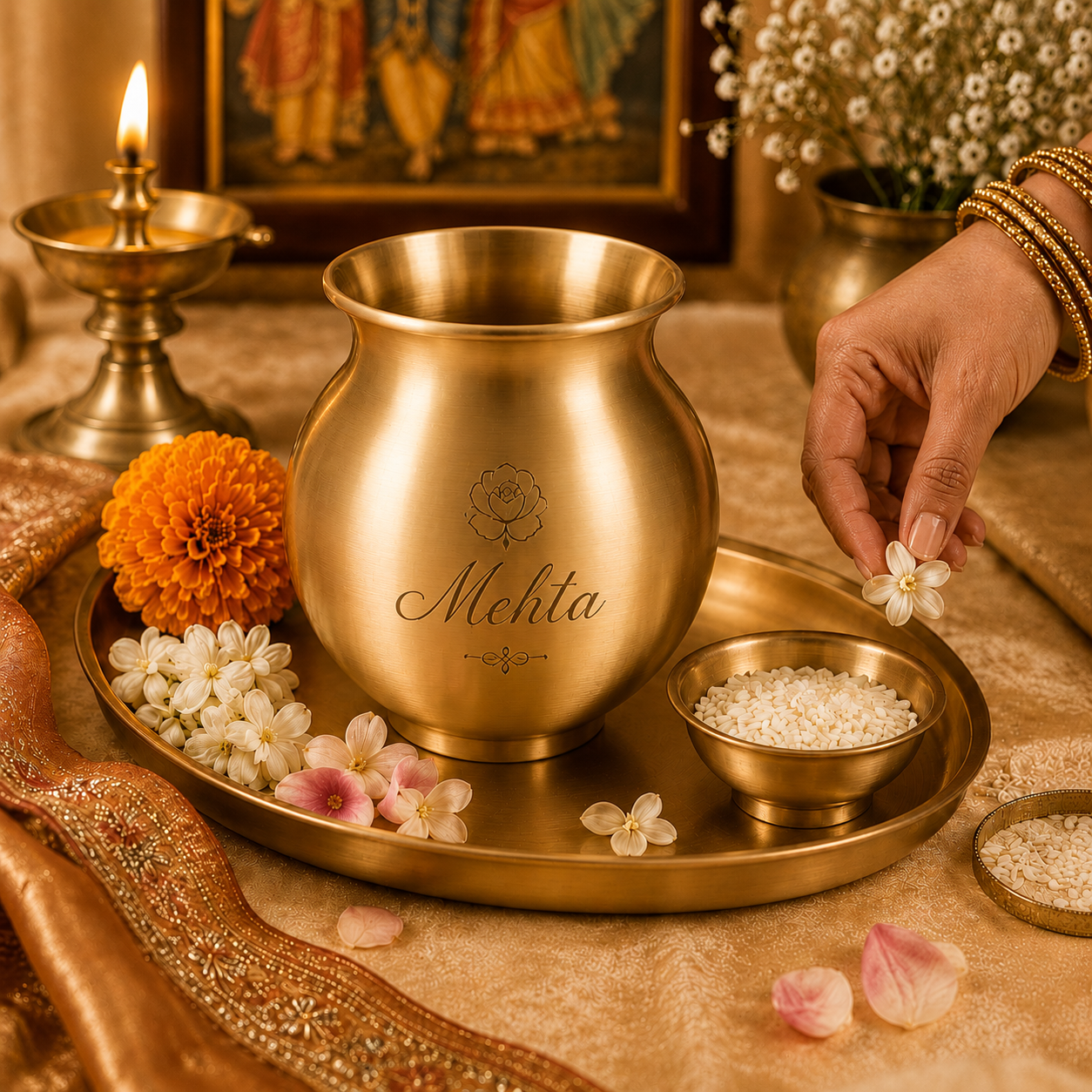 Ambi 100% Pure Kansa Puja Lota with Customisable Etching
