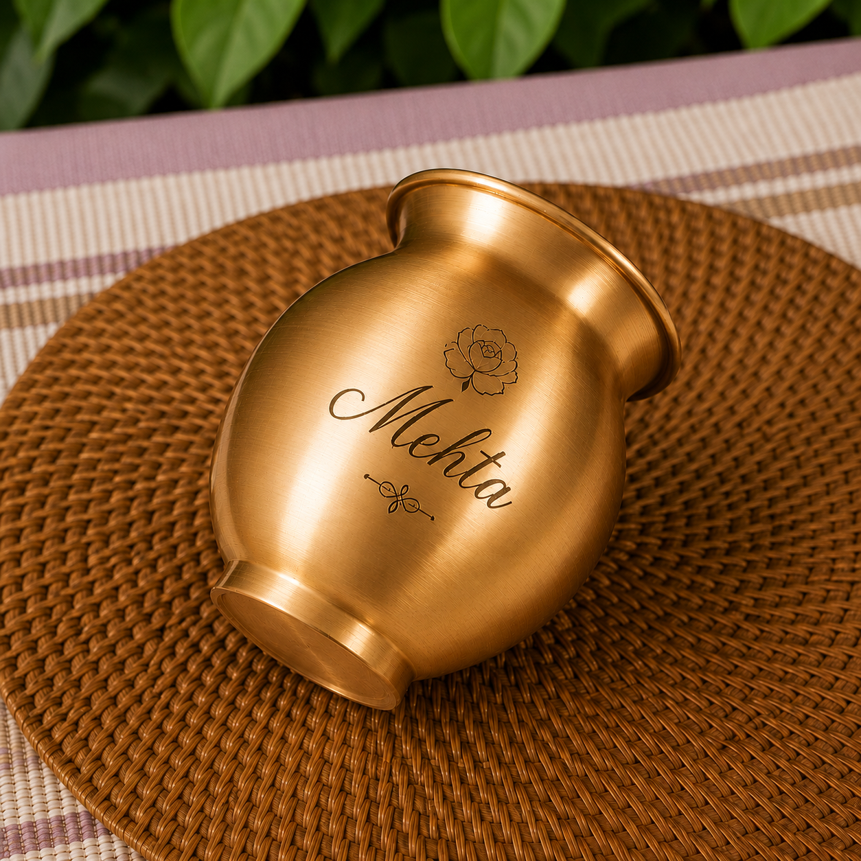 Ambi 100% Pure Kansa Puja Lota with Customisable Etching