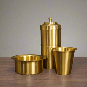Pure Brass Coffee Filter & Dabara Cup Set