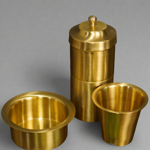 Pure Brass Coffee Filter & Dabara Cup Set