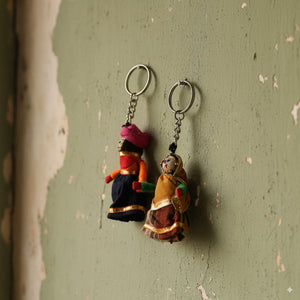 Rajasthani Puppet Couple Handmade Keychain