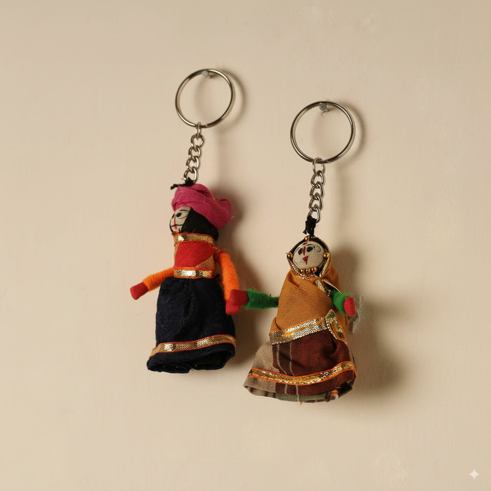 Rajasthani Puppet Couple Handmade Keychain