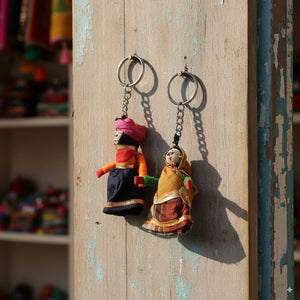 Rajasthani Puppet Couple Handmade Keychain