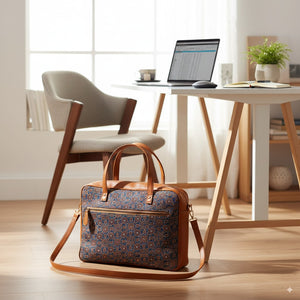 Multicolor Handcrafted Ajrakh Silk Laptop Bag