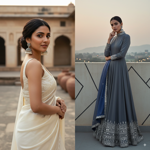 Grey Shifa Handcrafted Beaded Jhumki Earrings