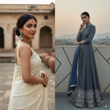 Grey Shifa Handcrafted Beaded Jhumki Earrings