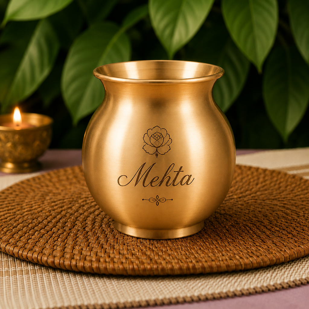 Ambi 100% Pure Kansa Puja Lota with Customisable Etching
