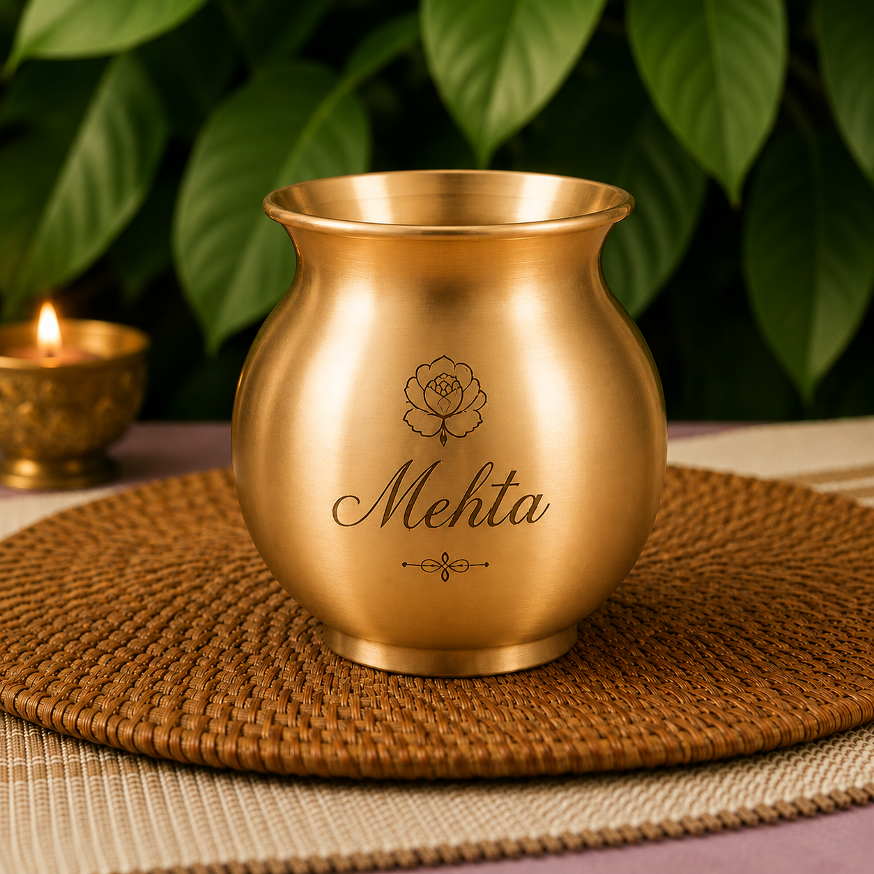 Ambi 100% Pure Kansa Puja Lota with Customisable Etching