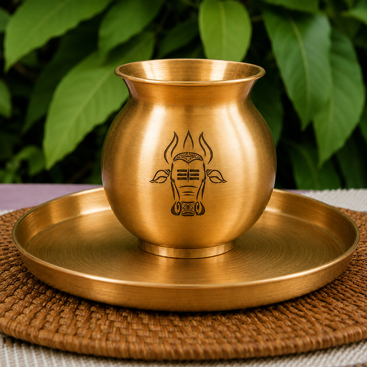 Ambi 100% Pure Kansa Nandi Etched Kalash