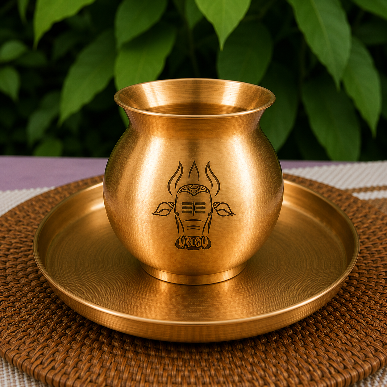 Ambi 100% Pure Kansa Nandi Etched Kalash